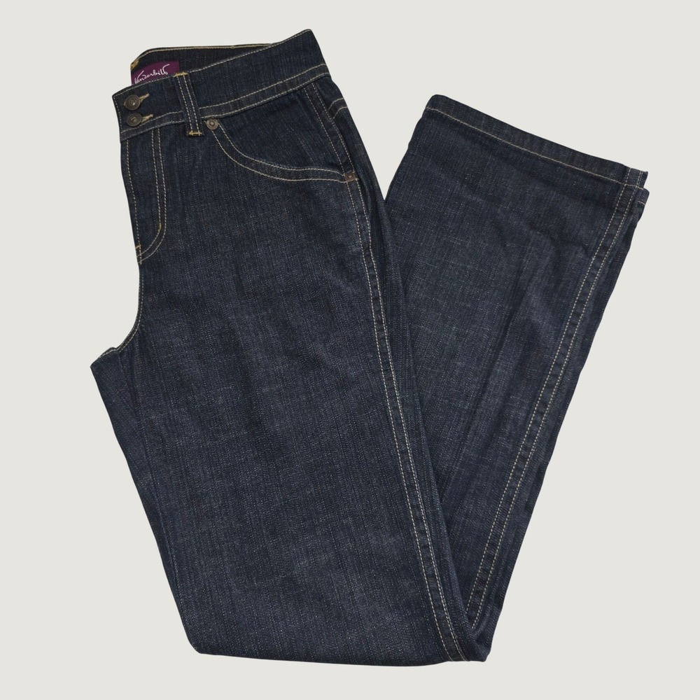 Gloria Vanderbilt Straight Leg Jeans Womens 8 Blue Excellent Dark Wash Stretch